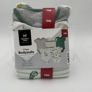 Member's Mark Snap‎ Closure Tag-less Short Sleeve Baby 5 Pack Bodysuits 18M NEW